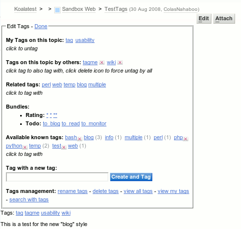 Screenshot of tags on a topic, style=blog